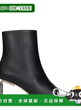 自营off-whiteOff- Leather Ankle Women's Boots - black 美国奥