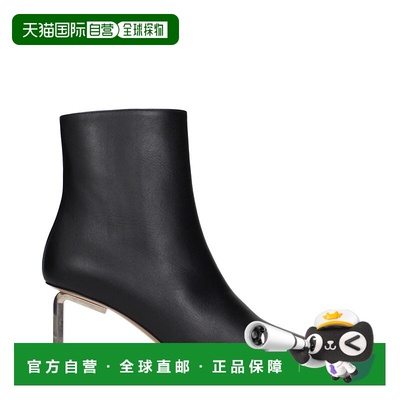 自营off-whiteOff- Leather Ankle Women's Boots - black 美国奥