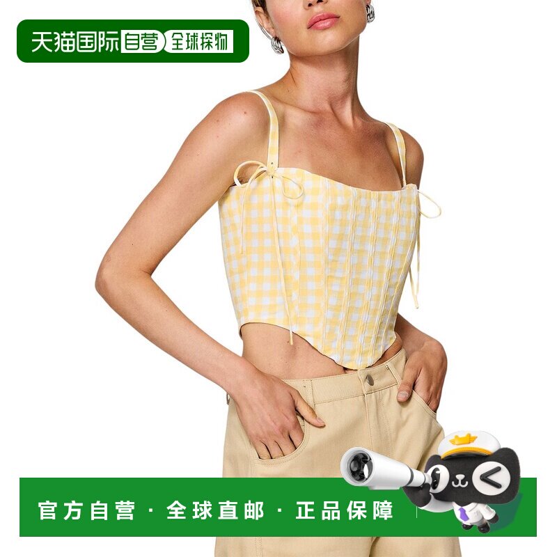 自营line & dot线条和圆点紧身胸衣上衣-白色 美国奥莱直发吊带
