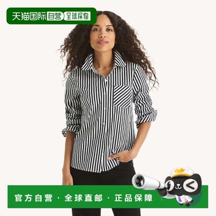 自营Nautica Womens Striped Button-Up Shirt - bit of blue 美