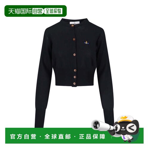 自营vivienne westwood黑色Bea作物棉质开衫-黑色 美国奥莱直发