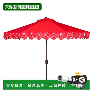 自营 safaviehElegant Valance 9Ft 自动倾斜伞 - 红色/白色 美国