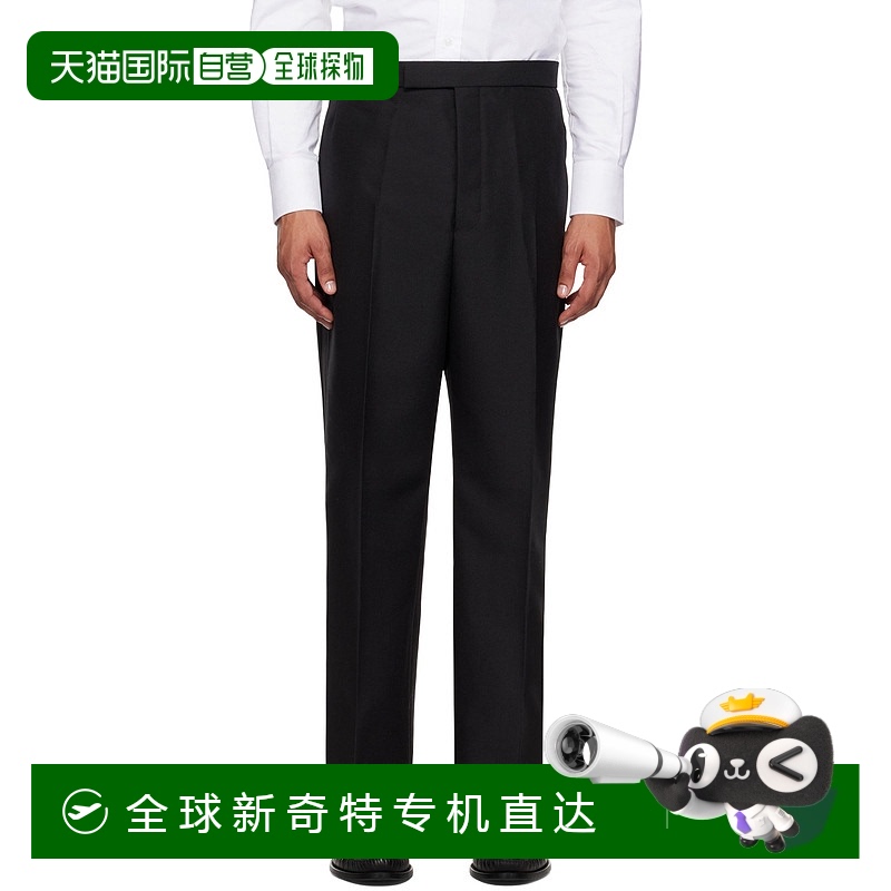 香港直邮潮奢 Thom Browne 汤姆 布朗 男士 黑色 Backstrap 长裤