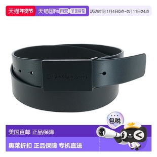 自营 calvin kleinMen's Casual Leather Plaque Buckle Belt - b
