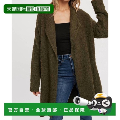 自营bluivyWomen's Soft Fuzzy Drape Front Cardigan In Olive -