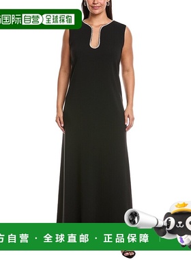 自营Marina Rinaldi Plus采石场连衣裙-黑色长裙 美国直发奥莱