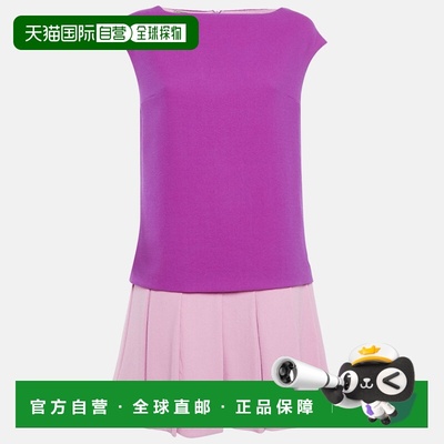 自营Ermanno Scervino Pink Crepe Pleated Sleeveless Mini Dres