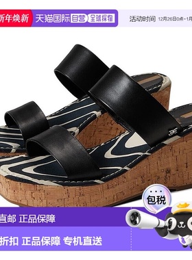 自营 Sam Edelman Alissa I1997L2001女式凉鞋10.5黑色皮革坡跟KH