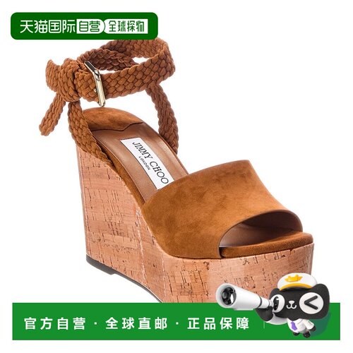 自营Jimmy Choo Jori 100 Suede & Cork Wedge Sandal - brown 美