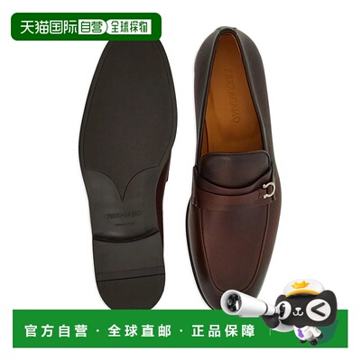 自营salvatore ferragamo菲拉格慕Gancini扣皮革乐福鞋-棕色 美国