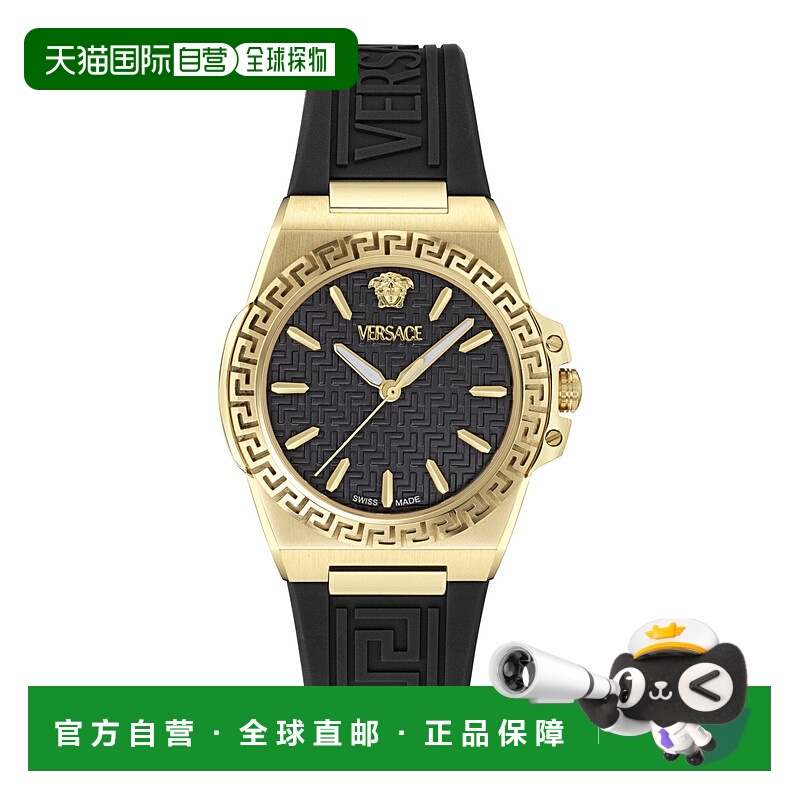 自营versaceGreca Reaction Silicone Watch - black/gold/black