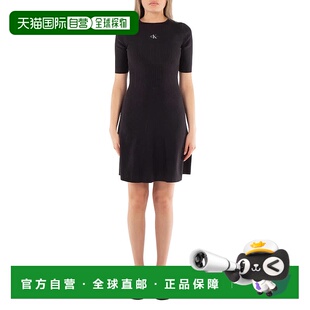 黑色 klein凯文克莱柔软罗纹莱赛尔连衣裙 美国奥莱 calvin 自营