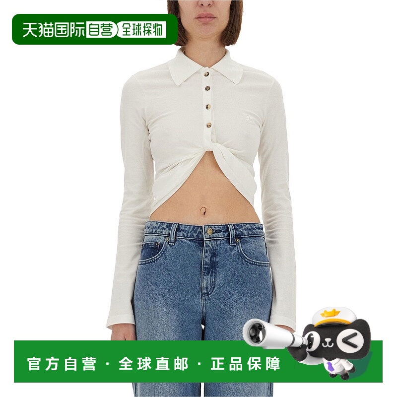 1h可退 香港直邮潮奢 Courreges 女士 扭纹短款polo衫 225JPO048J