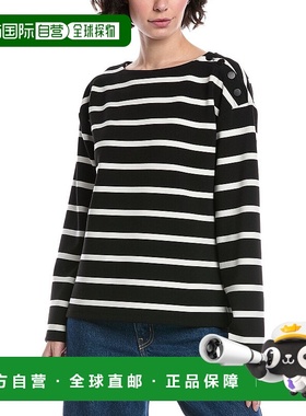 自营 rag & bone破布和骨头Irina纹理条纹上衣-黑色 美国奥莱直发