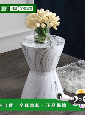 自营 jonathan y非洲鼓 17.3 英寸大理石饰面陶瓷花园凳 - 白色大