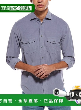 自营Robert Talbott Butler Pinwale Shirt - blue 美国奥莱直发