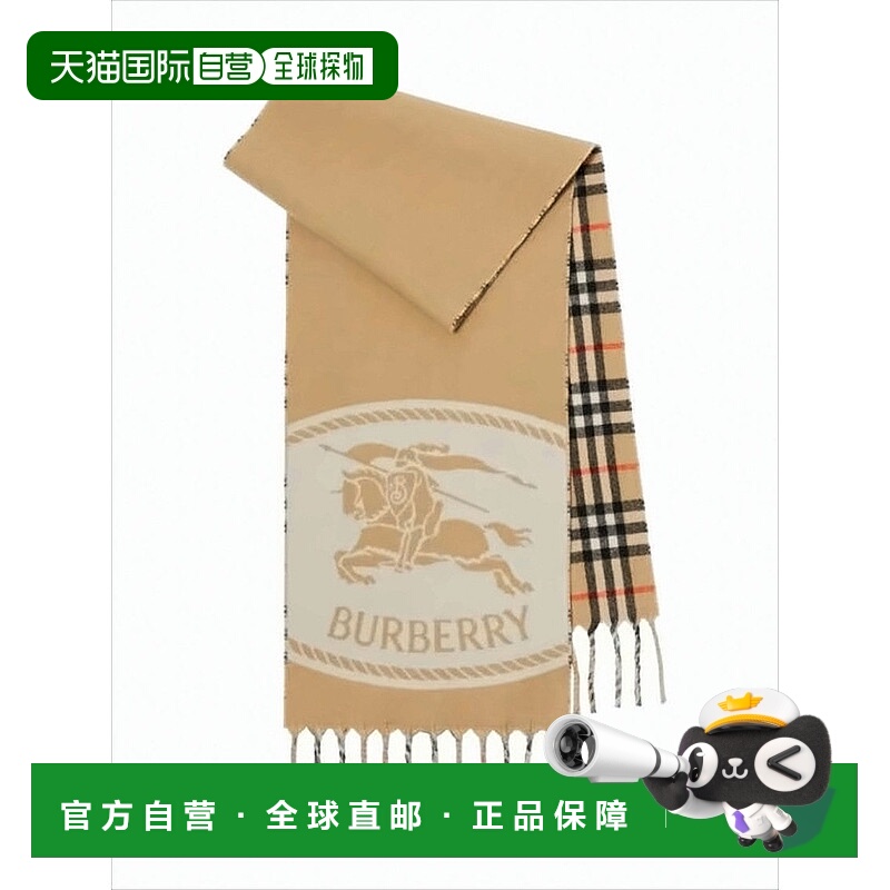 自营burberryCashmere Scarf With Iconic Check Pattern And Emb