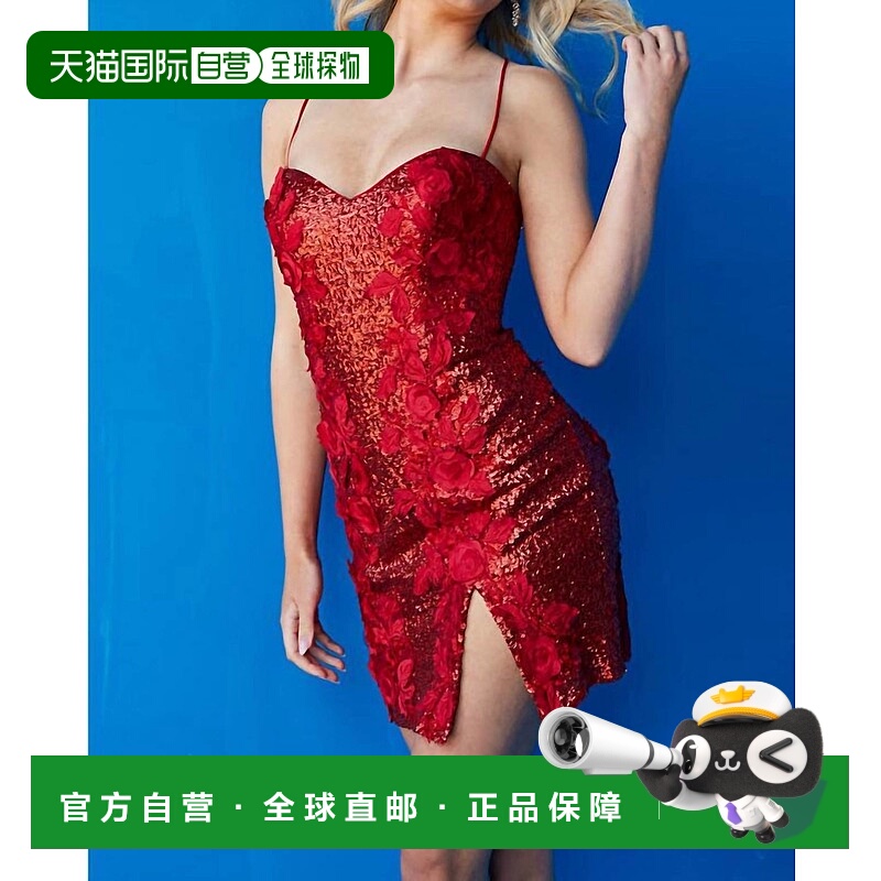 自营 jovaniSequin Embellished Cocktail Dress In Red - red 美