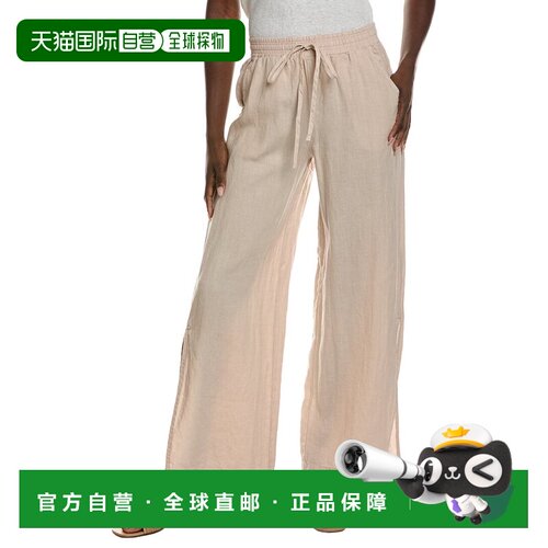 自营Bella Dahl Side Slit Linen Wide Leg Pant - brown 美国奥