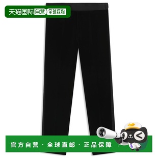 自营bossSlim-fit tuxedo trousers in cotton velvet - black 美