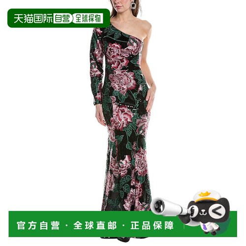 自营Marchesa Notte One-Shoulder Gown - black 美国奥莱直发