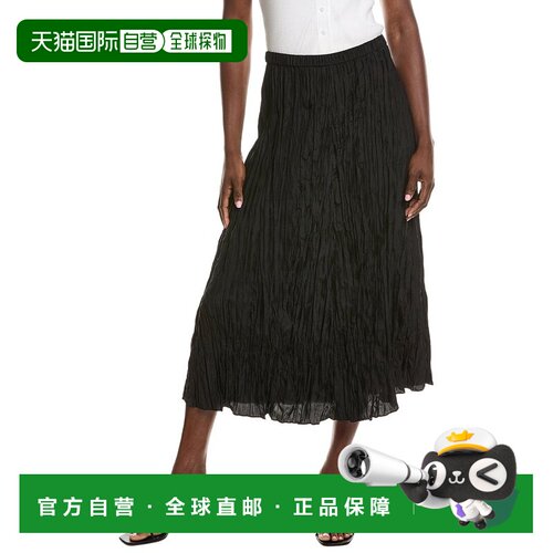 自营EILEEN FISHER Flared Silk Midi Skirt - black 美国奥莱直