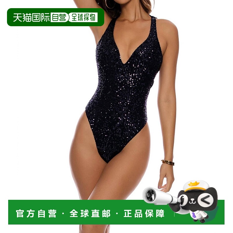 自营luli famaChasing Stars Sequins One Piece In Black - blac