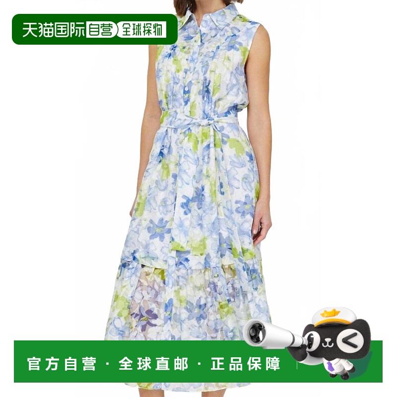 自营 current air蓝色/绿色/白色花朵无袖连衣裙 美国奥莱直发