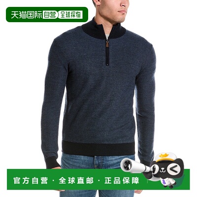 自营Bruno Magli Feeder Stripe Pique Wool 1/4-Zip Sweater - b