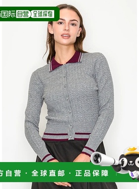 自营yal new york灰领针织开衫-灰色 美国奥莱直发