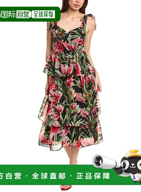 自营 Julia Jordan雪纺A字型连衣裙-黑色 美国奥莱直发蕾丝