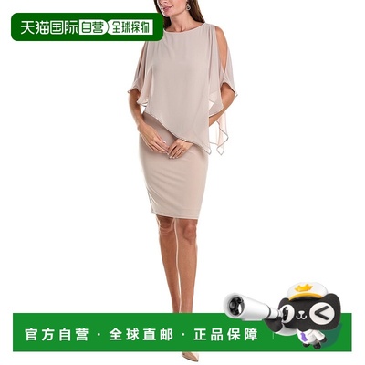 自营 Joseph Ribkoff 雪纺覆盖迷你连衣裙 - 米色 美国奥莱直发