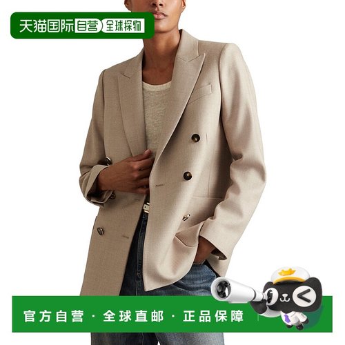 自营Reiss Harriet Double-Breasted Wool-Blend Jacket - neutra