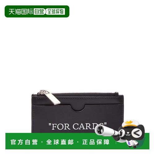 自营off-white米白色Quote Bookish拉链卡片包-黑色 美国奥莱直发