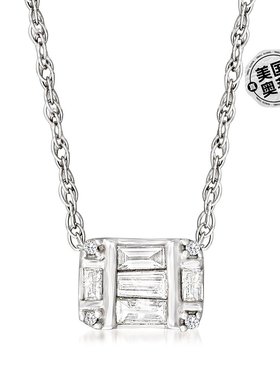 925 纯银 RS Pure by Ross-Simons 长方形和圆形钻石群簇吊坠项链