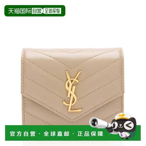 自营Saint Laurent Grain de Poudre Monogram Compact Trifold W