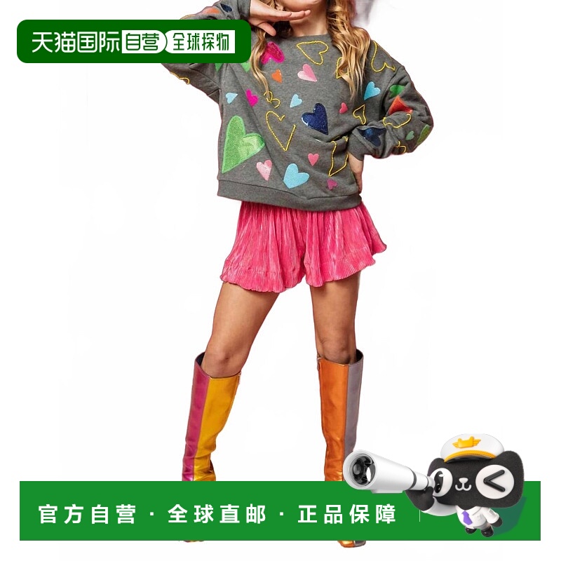 自营 queen of sparkles灰色女式Groovy Hearts运动衫 美国奥莱直