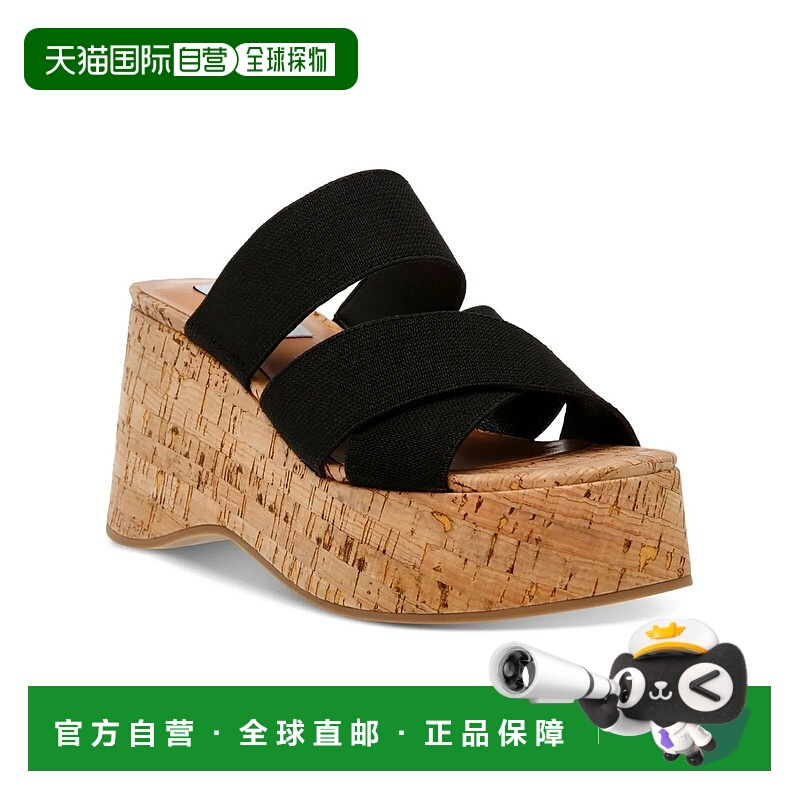 自营 Steve Madden Deo女式凉鞋美国5.5黑色平跟坡跟GBNC659-黑色