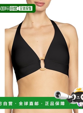 自营 Robin Piccone Margot O型环吊带比基尼上衣女式黑色弹力BUU
