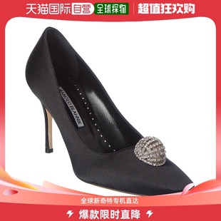 缎面高跟鞋 直 黑色 Elbolita Blahnik 美国奥莱 Manolo