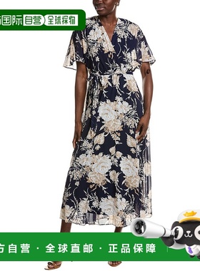 自营 Sandra Darren Surplice Midi连衣裙-黑色 美国奥莱直发