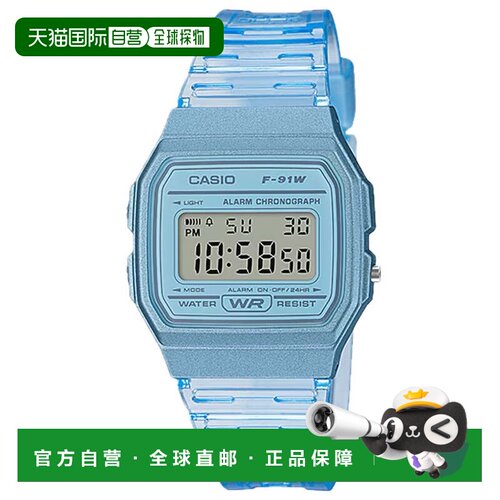 自营Casio Men's Transparent Blue Digital Watch - F-91WS-2CF
