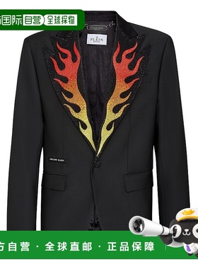 自营 philipp plein羊毛西装外套 Lord fit Flame - 黑色/红色 美
