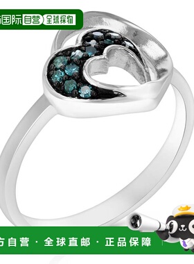 自营vir jewels 0.15 克拉蓝色钻石心形戒指 .925 纯银配铑 - 银