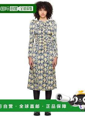 1h可退 香港直邮潮奢 GANNI 甘尼 女士 蓝色 & 米色 Snake Printe