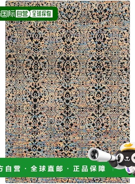 自营safaviehCastilla Hand Made Area Rug, Blue Gold / Charcoa