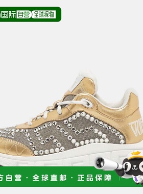 自营Versace Gold/silver Leather And Lurex Fabric Trigreca Sn