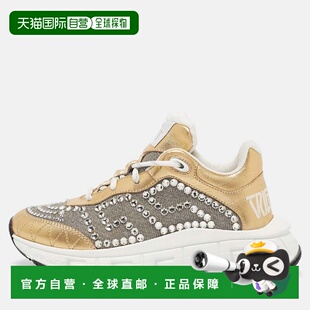 自营Versace Gold/silver Leather And Lurex Fabric Trigreca Sn