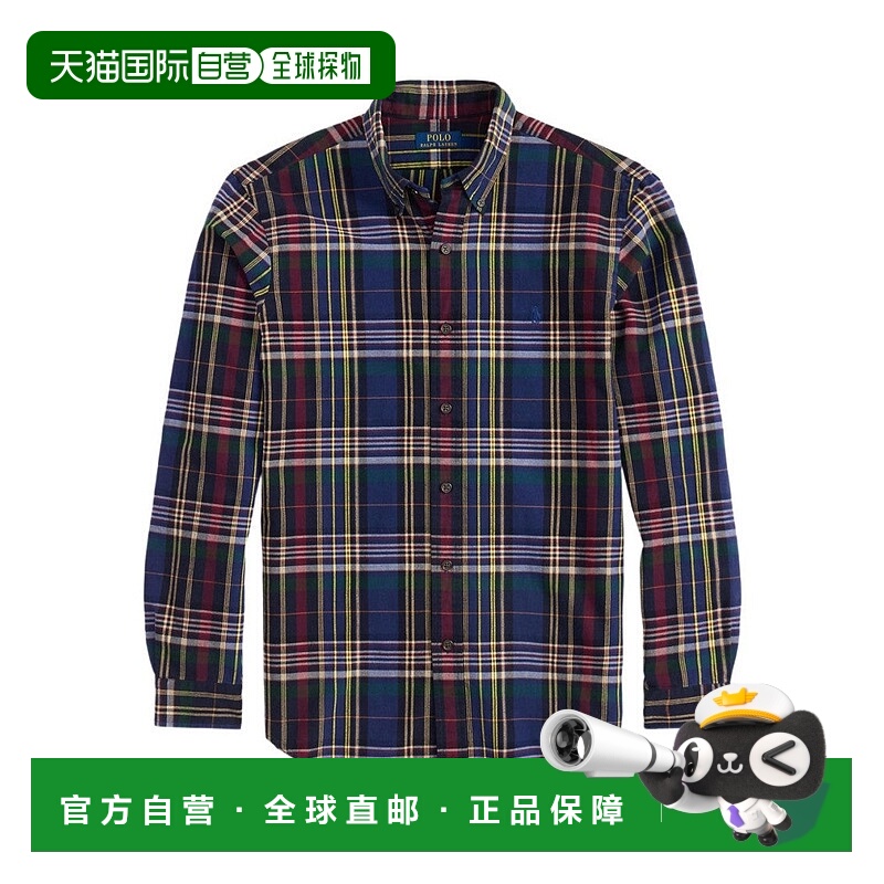自营polo ralph laurenBlue Plaid Button-Up Shirt With Traditi