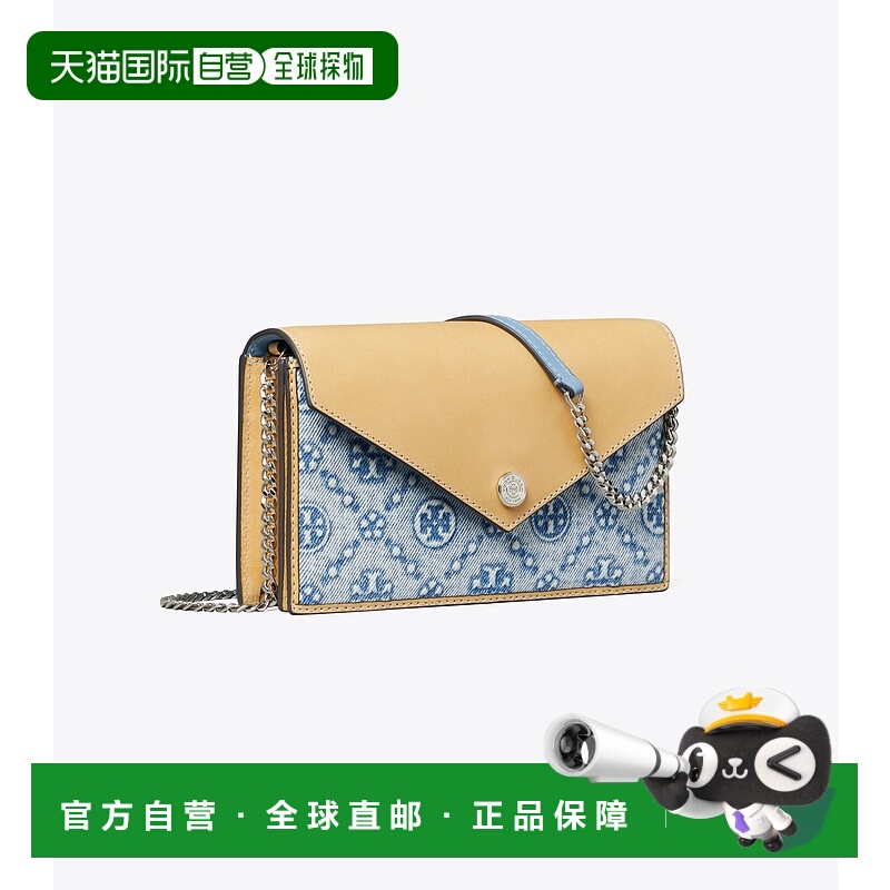 美国直邮Tory Burch 汤丽柏琦 T Monogram 牛仔信封型链条钱夹
